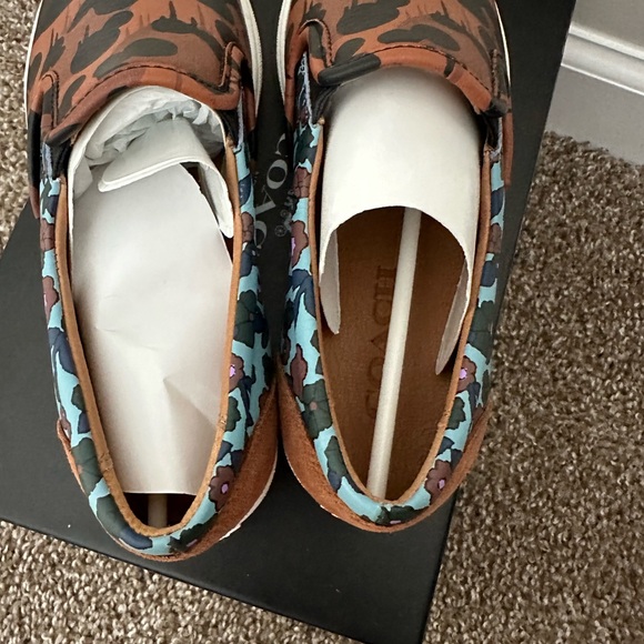 Coach Wild Beast Sneakers Nappa leather floral leopard print slip on 7 new - Picture 5 of 5
